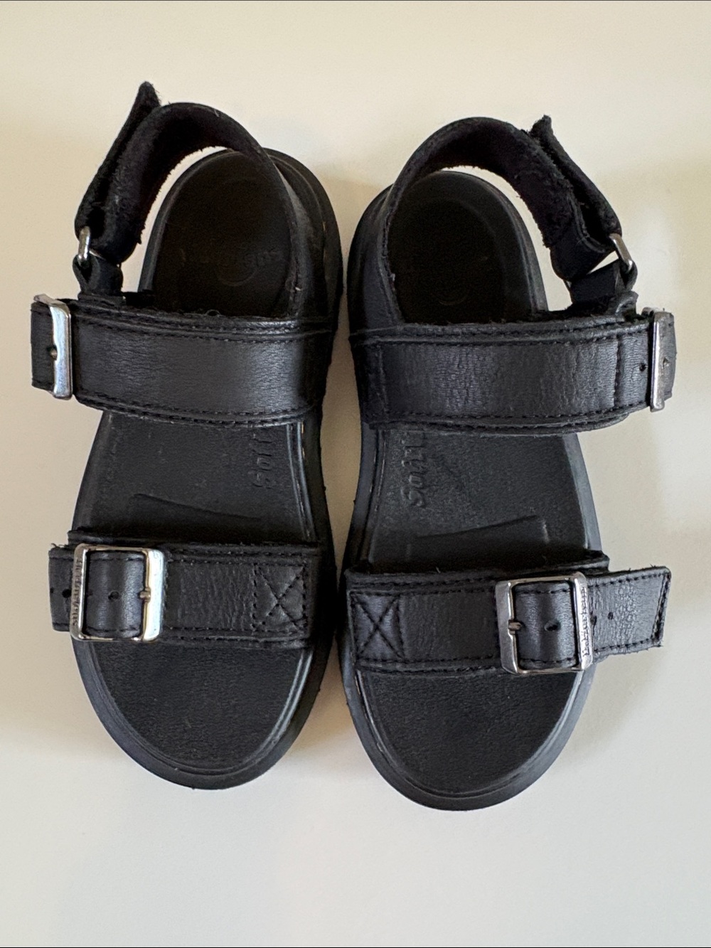 Dr. Martens Black Kids Double-Buckle Sandals